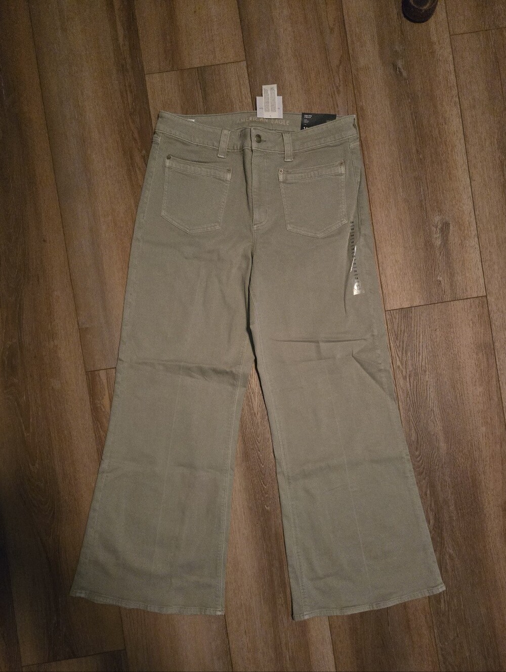 American Eagle Outfitters Olive Green Wide-Leg Jeans